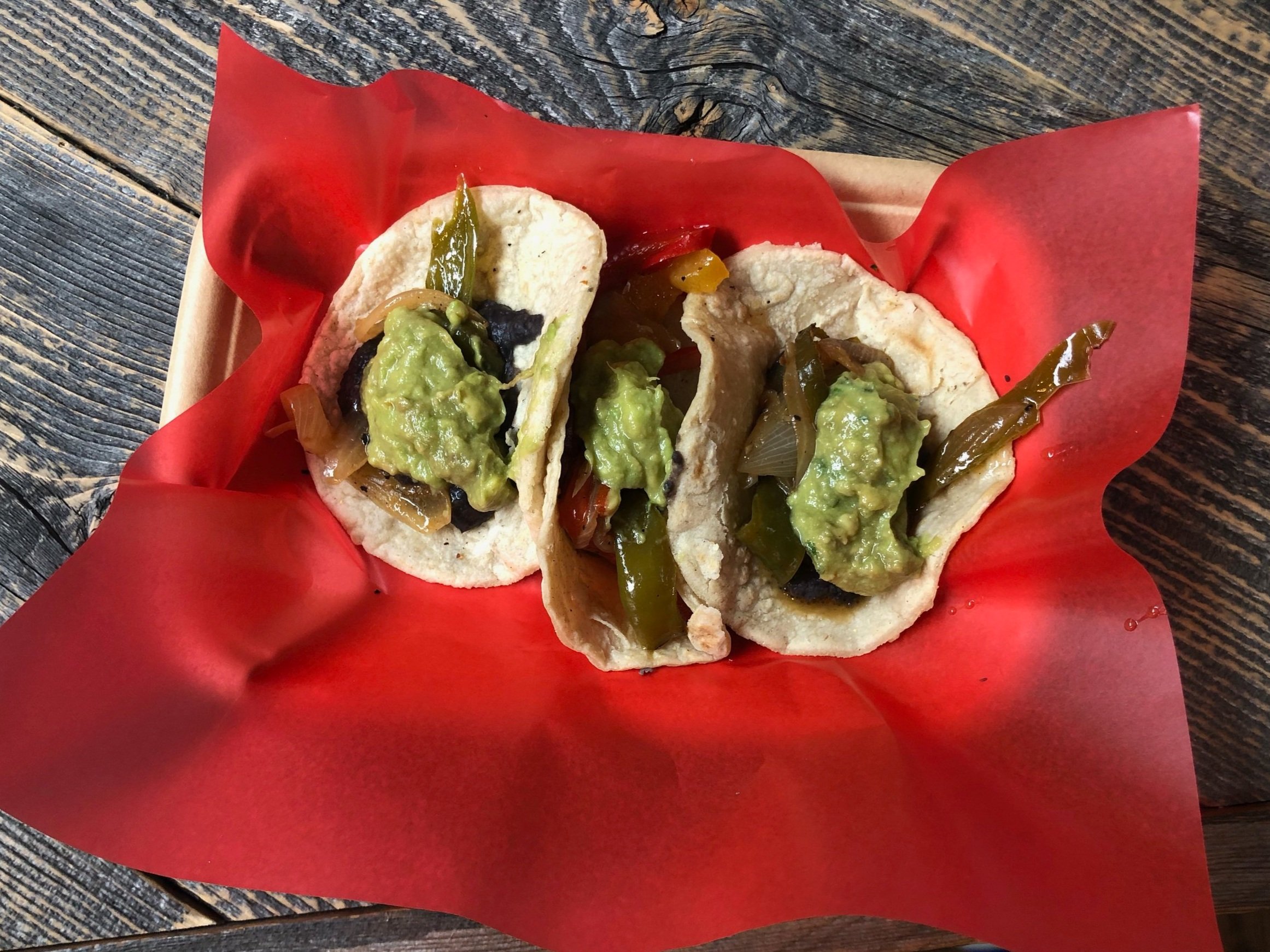  The veggie fajita tacos.  